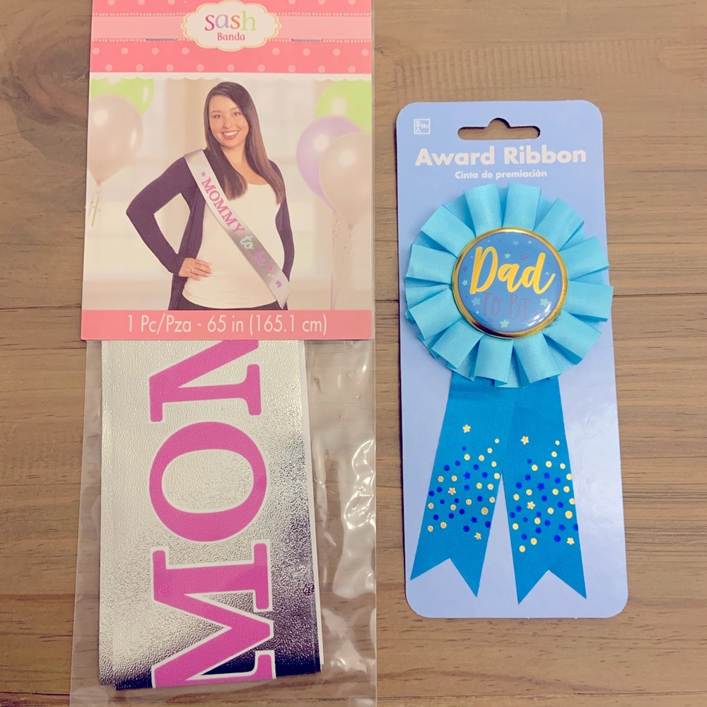 Mommy to Be Sash AND Dad to Be Ribbon
